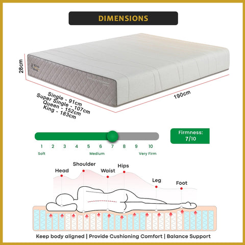 Image of King Koil Simplicity COMFORT 11" Mattress Flax Linen Collection - w/ Pillow