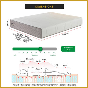King Koil Simplicity COMFORT 11" Mattress Flax Linen Collection - w/ Pillow