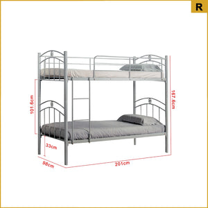 Omara Series Metal/Wood Bed Frame with Double Decker Collection - All Sizes