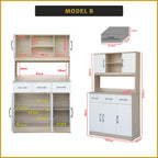 Ponio Series B Kitchen Cabinet with Drawers and Top Cabinet in 4 Colours