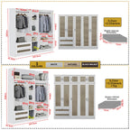 CROATIA Series 1/2/3/4/5 Doors Wardrobe Rattan Design with Drawers and Top Cabinet