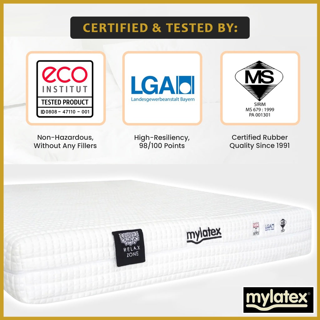 MyLatex RELAX ZONE 10" 7-Zone Natural Latex Mattress Cooling Silk Cover - All Size