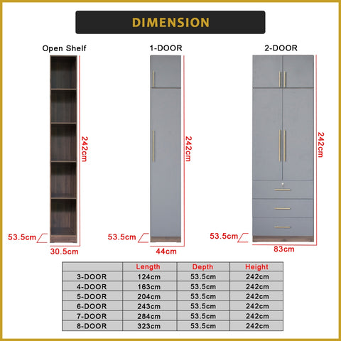 Image of Islah Series Customizable Modular Wardrobe With Top 2-Door up to 8-Door in 6 Colours