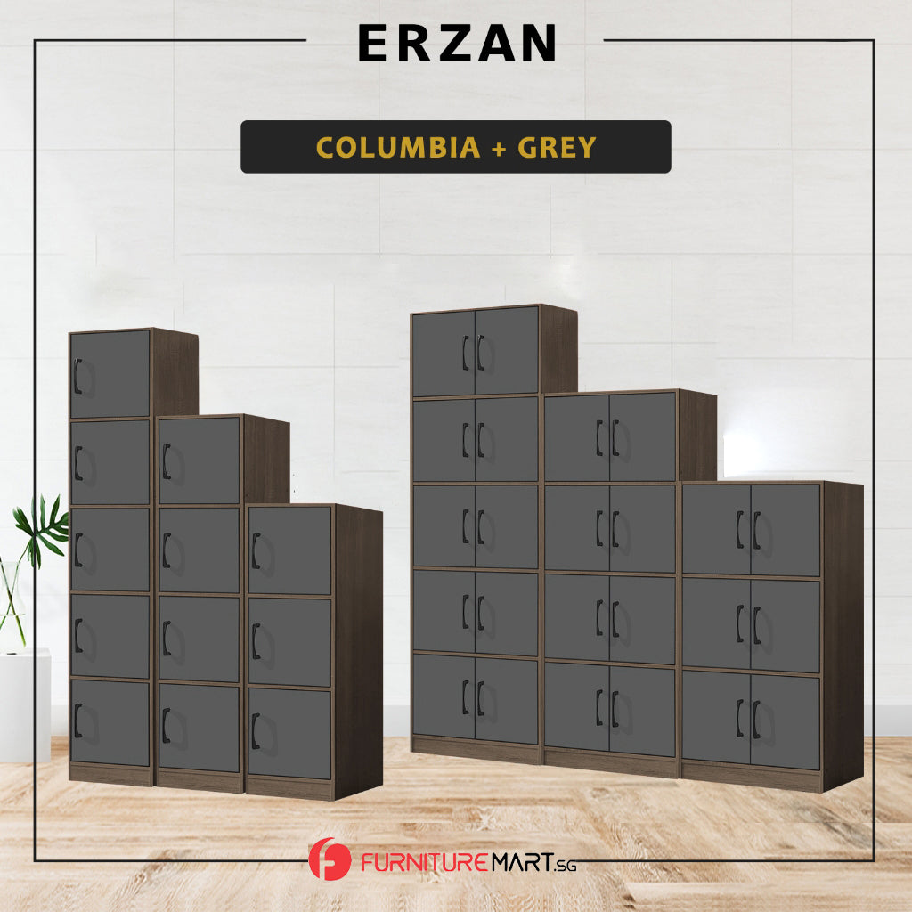Erzan Series Single and Double Door Cabinet Bookshelf Storage in 6 Colours