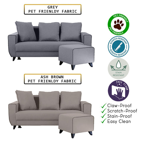 Image of Ruru Series 2/3 Seater Leather Sofa With Ottoman w/ Pet-Friendly Option