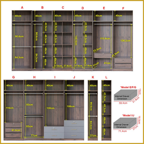 Image of Islah Series Customizable Modular Wardrobe With Top 2-Door up to 8-Door in 6 Colours