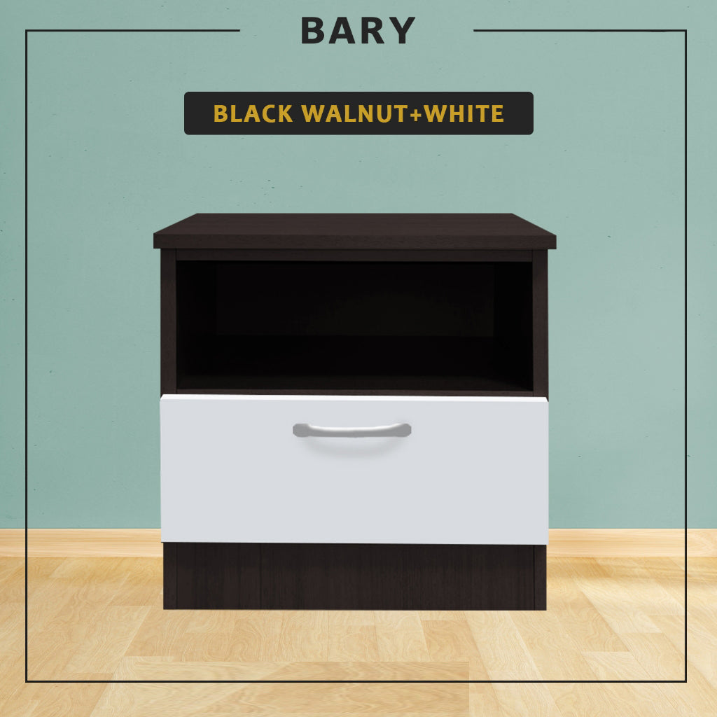 Bary CARB-P2 Certified Board Bedside Table Fully Laminated Back Panel in 6 Colours