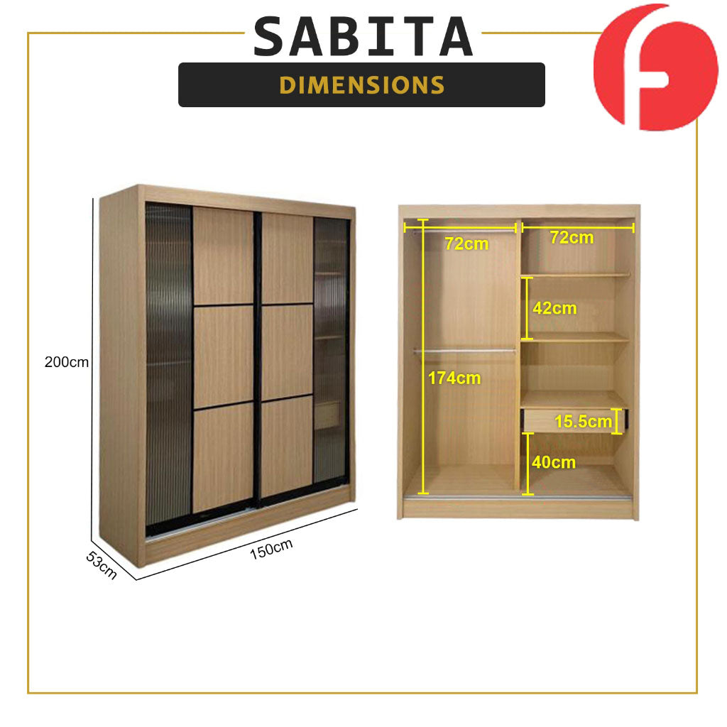 Sabita Series 5ft Sliding Wardrobe Scratch Resistant in 11 Designs