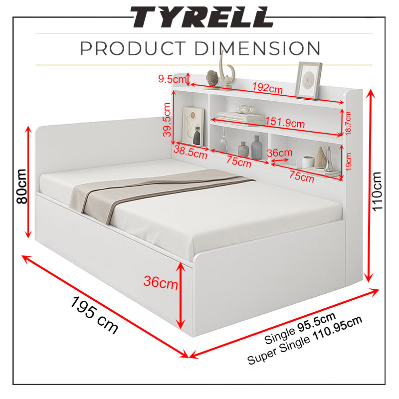 Tyrell Storage Bed / Fully Laminated Eco Board in 4 Colour - w/ Mattress Option