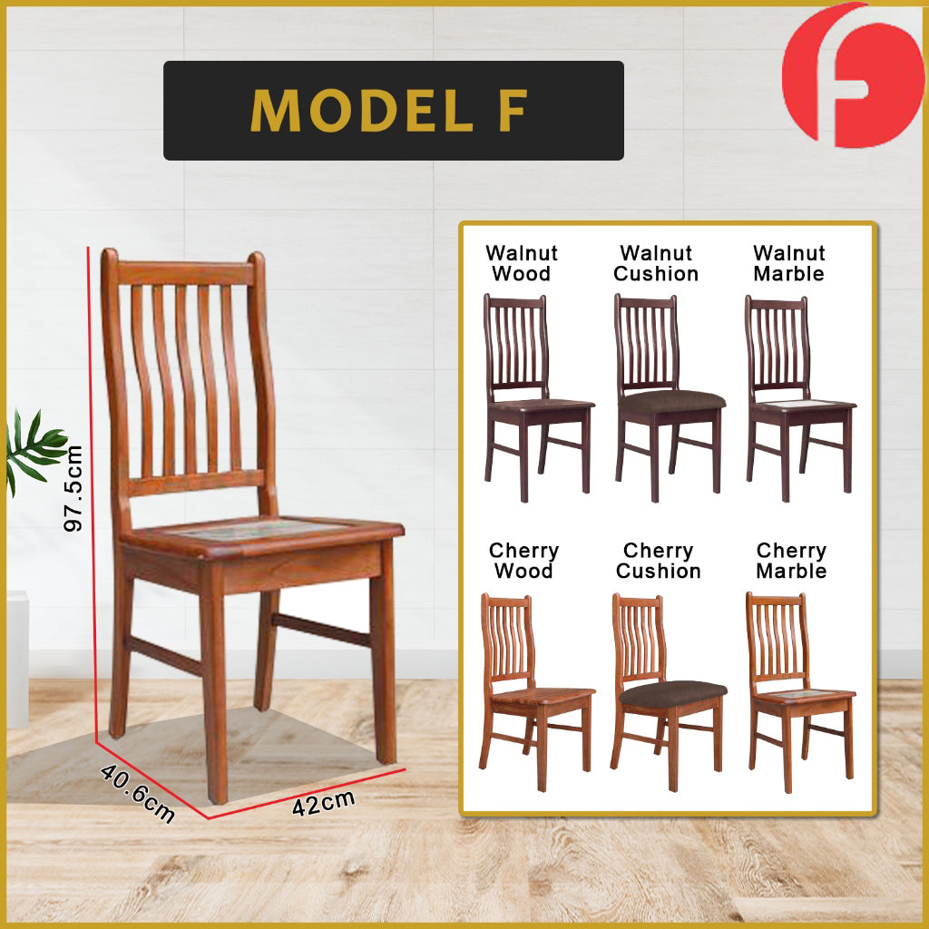 Aisha Dining Chair Collection Solid Wood with Marble or Cushioned Seat in Walnut/Cherry
