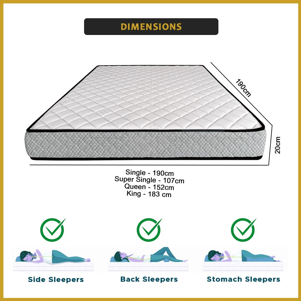 Honey Posture Firm 8" High Density Foam Mattress - All Sizes Available