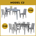 Elba 1+4/1+6 Dining Set Table with Chair Ceramic Table Top with Metal Legs