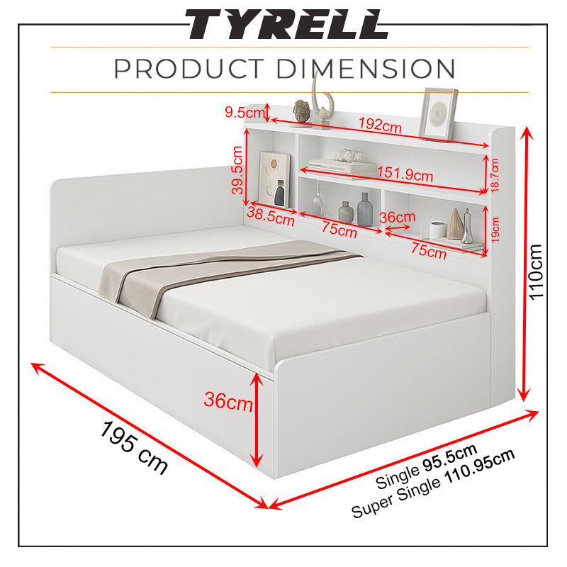 Tyrell Storage Bed / Fully Laminated Eco Board in 4 Colour - w/ Mattress Option