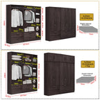 Britain Series 1/2/3/4/5 Doors Tall Wardrobe with Drawers and Top Cabinet in Black Walnut