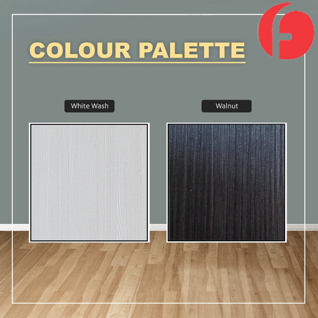 Stell Series 6x8FT 2-Door Sliding Door Wardrobe in White Wash or Walnut in 5 Design