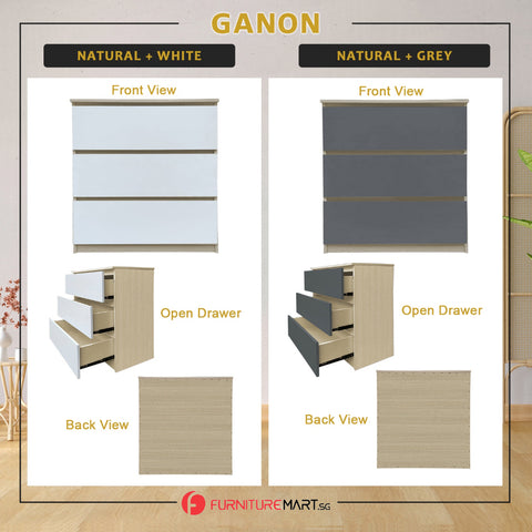 Image of Ganon Series 2 Premium Chest of 3/4 Drawers Collection Full Laminated Back Panel in 6 Colours