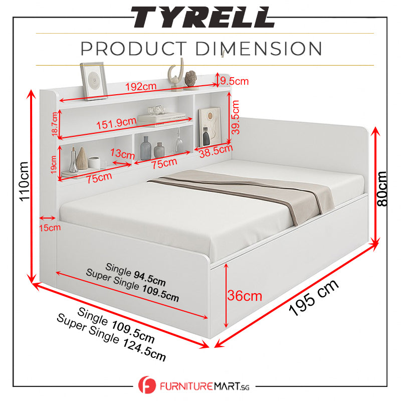 Tyrell Storage Bed / Fully Laminated Eco Board in 4 Colour - w/ Mattress Option