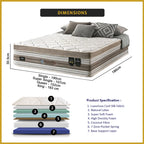 Honey Golden Silk 12" 7-Zone Pocket Spring Mattress FREE TOPPER & PILLOW  -All Sizes