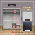 Pablo Series 5/6/8x8FT 2-Door Sliding Door Wardrobe in White Wash or Walnut in 5 Design