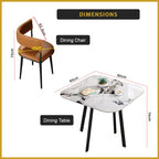 Rachel Dining Set with Curved Edges Sintered Stone Table Top Leather High Density Chair