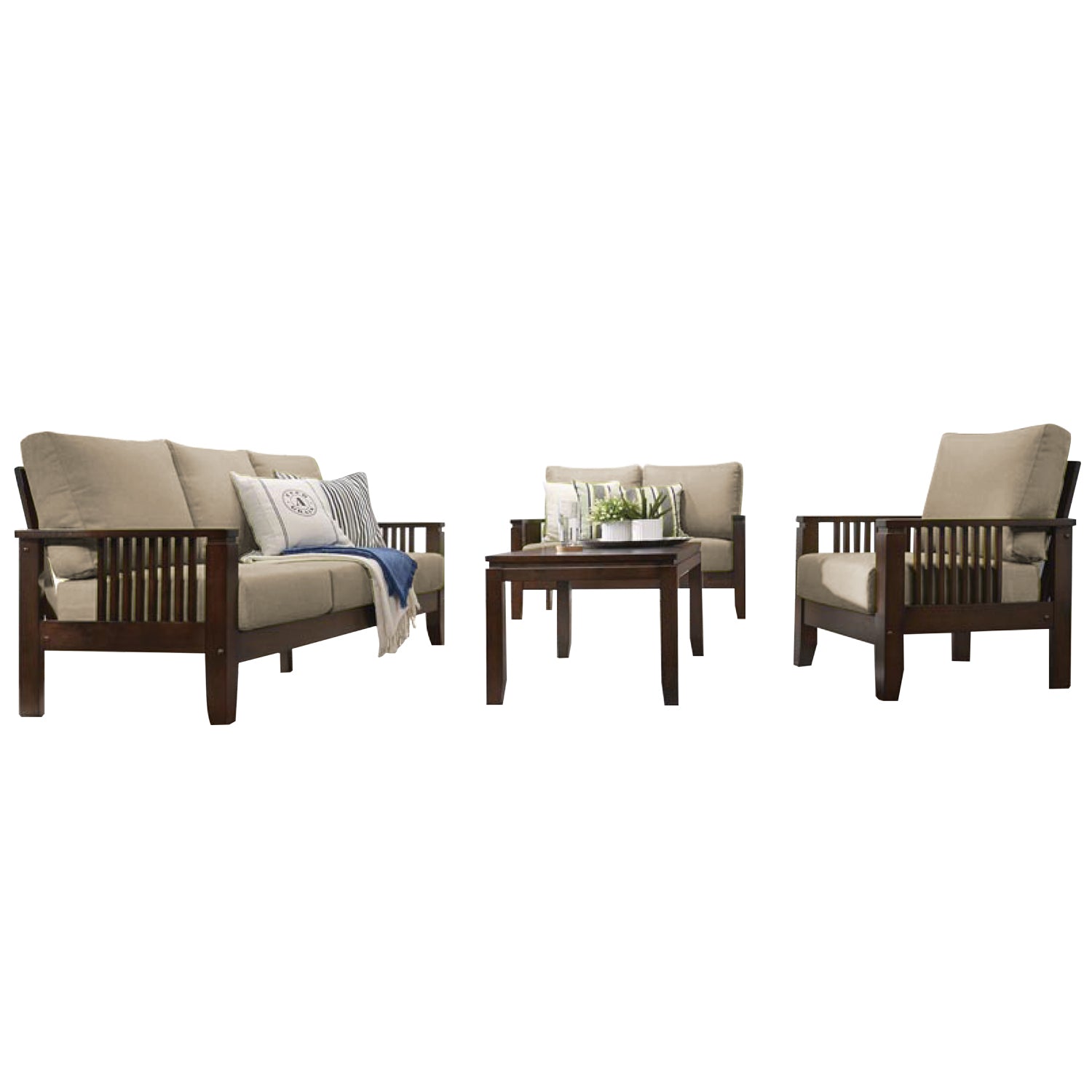 Frida Series 1,2,3 Seater Sofa Set Solid Wood Living Room Furnitures in Light Brown