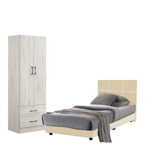 Image of Toluca Bedroom Set Series 1 Includes Wardrobe/Bed Frame/Mattress In Single And Super Single Size.Free Installation