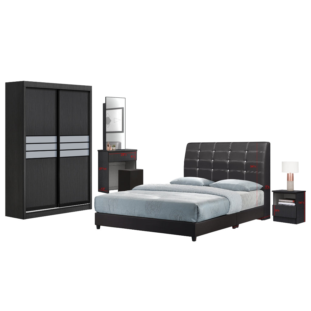 Gundae Bedframe, Wardrobe, Dresser, Bedside Table Bedroom Set in 2 Colour w/ Mattress Option. All Sizes Available