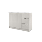 Hallie Series Modular Kitchen Cabinet Melamine Panel Top with Hanging Cabinet in Brown & Natural Color.