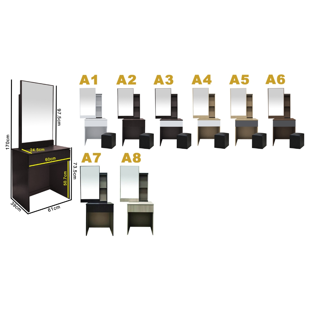 Ritch Dressing Table With Mirror In Walnut And White Wash