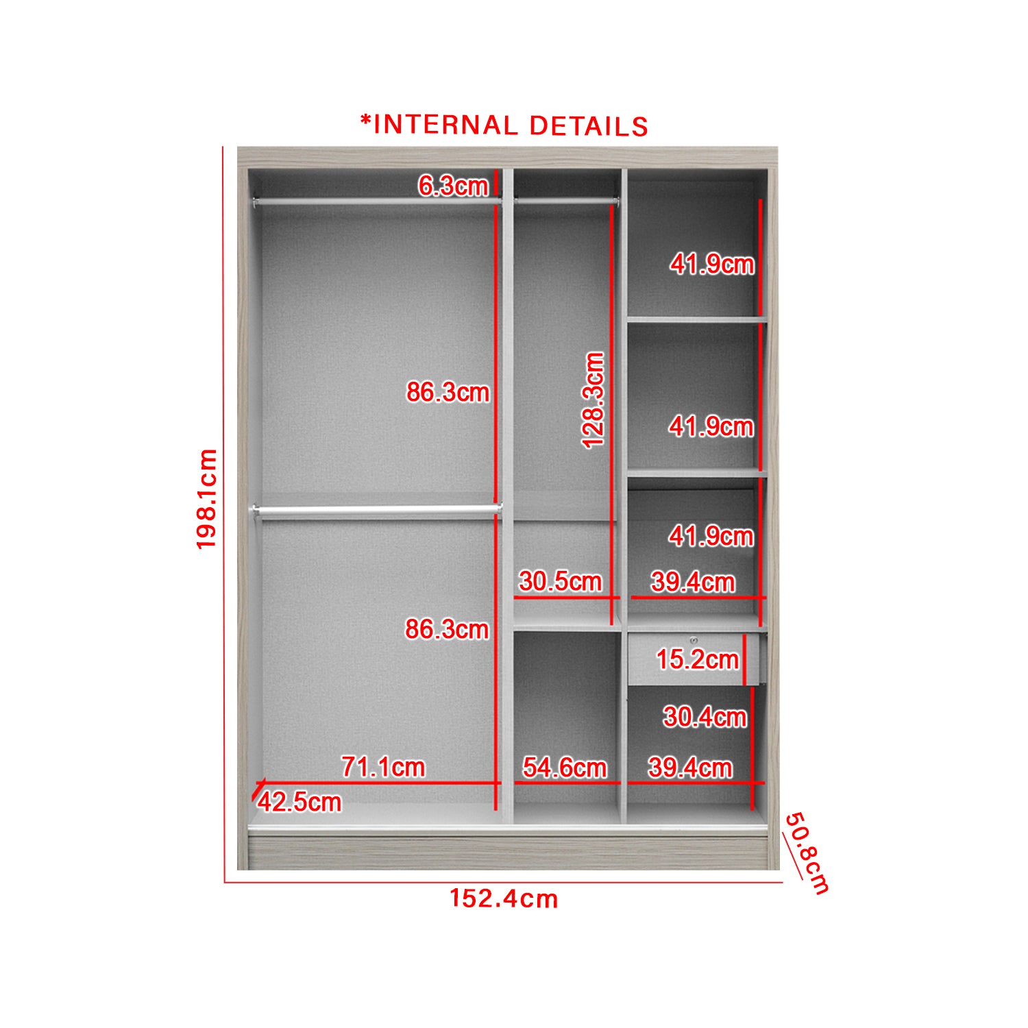 Kenzo 5 Feet Sliding Glass Door Wardrobe – Furnituremart.sg