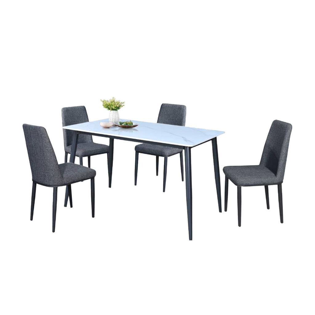 Elba 1+4/1+6 Dining Set Table with Chair Ceramic Table Top with Metal Legs