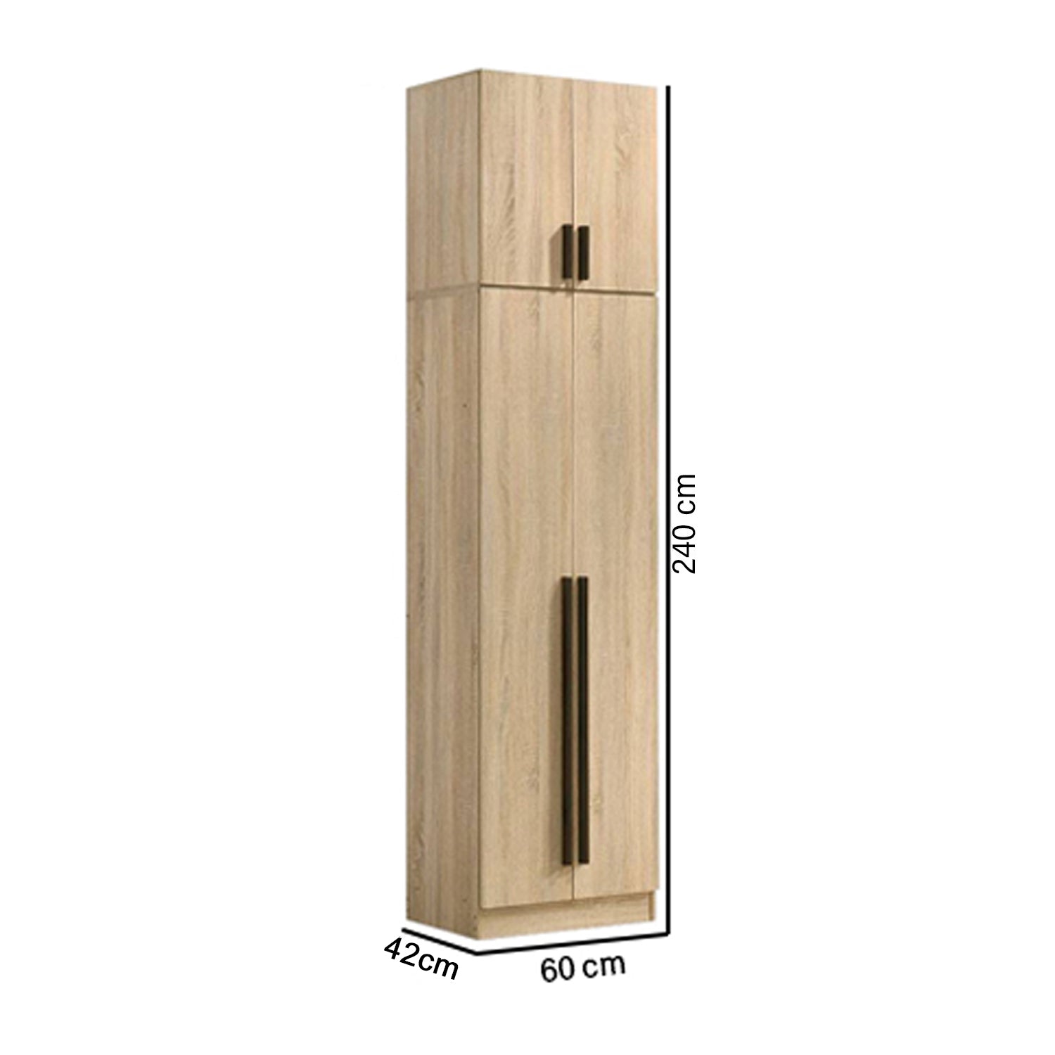 Zarya Series 1 Tall 4 Door Wardrobe with Top Cabinet In Natural Oak Colour