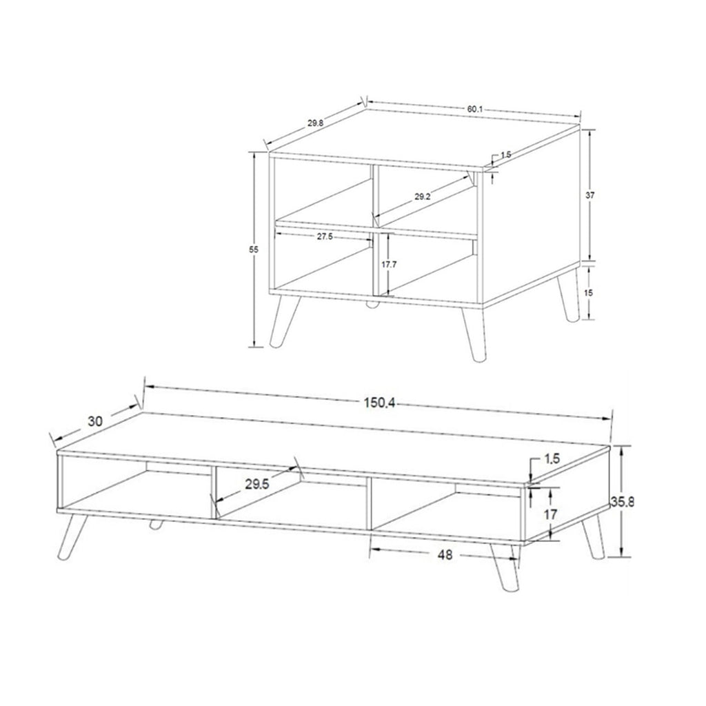 Duisburg Series 1 Wood TV Console Cabinet In White Colour