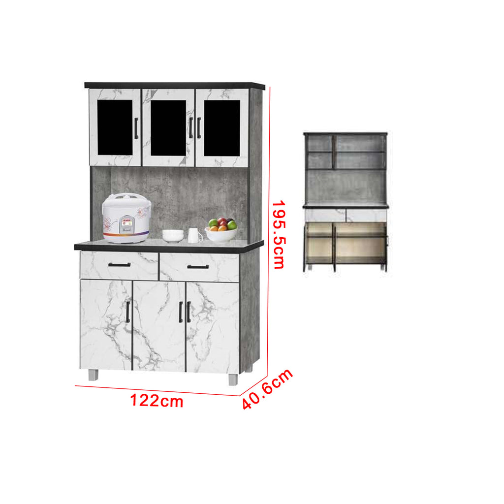 Hara Series Kitchen Cabinet Ceramic Tile Top in Marble White Colour - Model A28