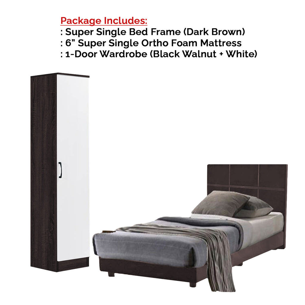 Toluca Bedroom Set Series 10 Includes Wardrobe/Bed Frame/Mattress In Single And Super Single Size.Free Installation