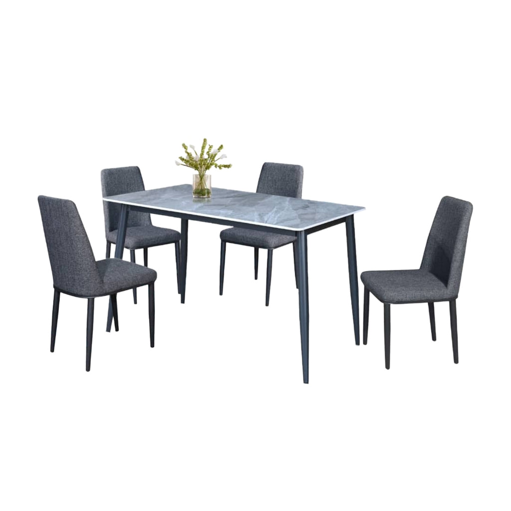 Elba 1+4/1+6 Dining Set Table with Chair Ceramic Table Top with Metal Legs