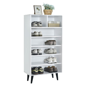 Peony Shoe Cabinet with Shelves + 2 Open Storage In Full White