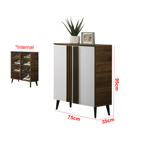 Image of Howzer Series 1 Shoe Cabinet Collection in Walnut + White Colour