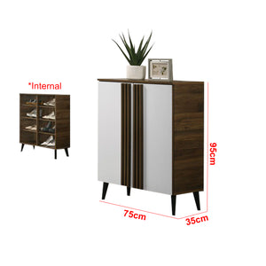 Howzer Series 1 Shoe Cabinet Collection in Walnut + White Colour