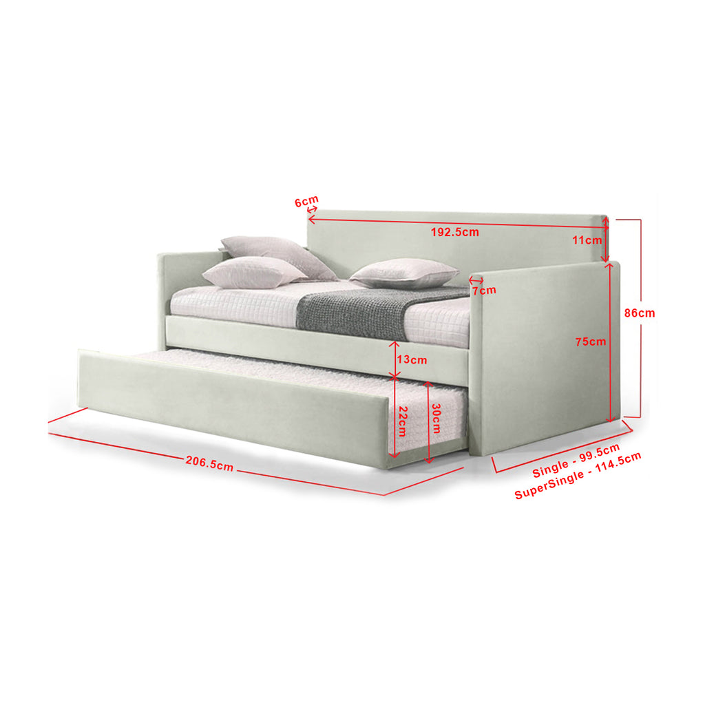 Joash Model A Daybed with Trundle with Mattress - Pet-Friendly Option - 56 Colours