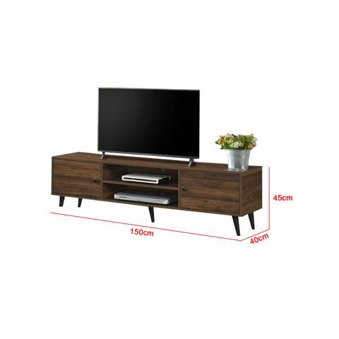 Image of Duisburg Series 10 Wood TV Console Cabinet In Walnut Colour