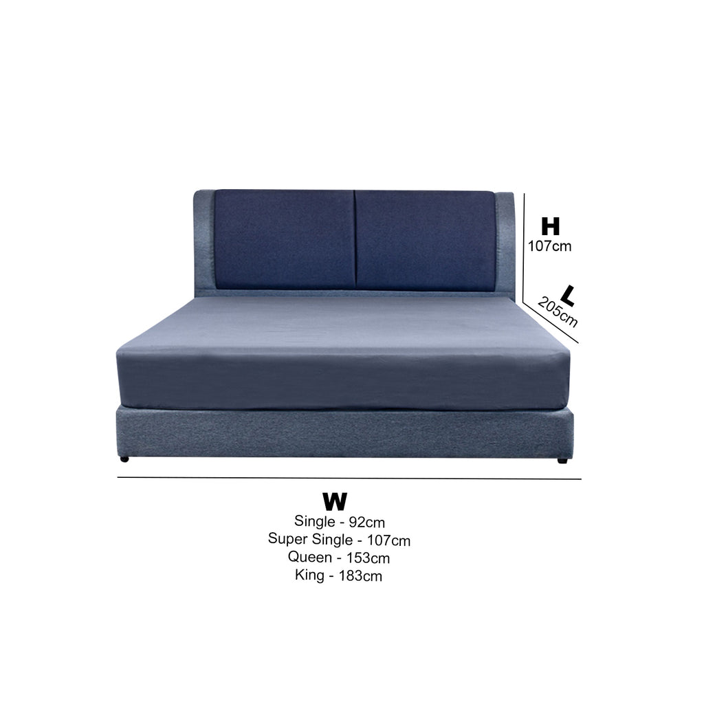 Rinoa Series 1 Woven Fabric Divan Bed Frame in Dark Navy with Grey Colour - All Sizes Available