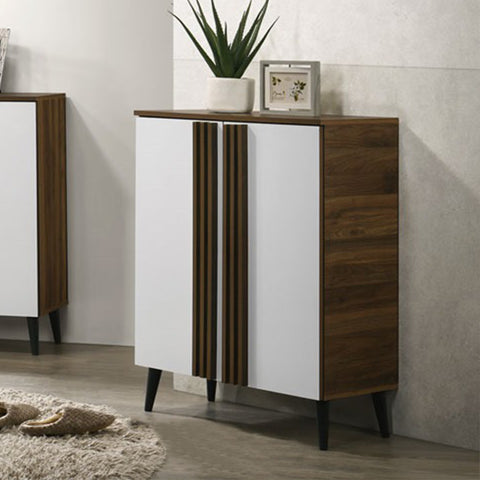 Image of Howzer Series 1 Shoe Cabinet Collection in Walnut + White Colour