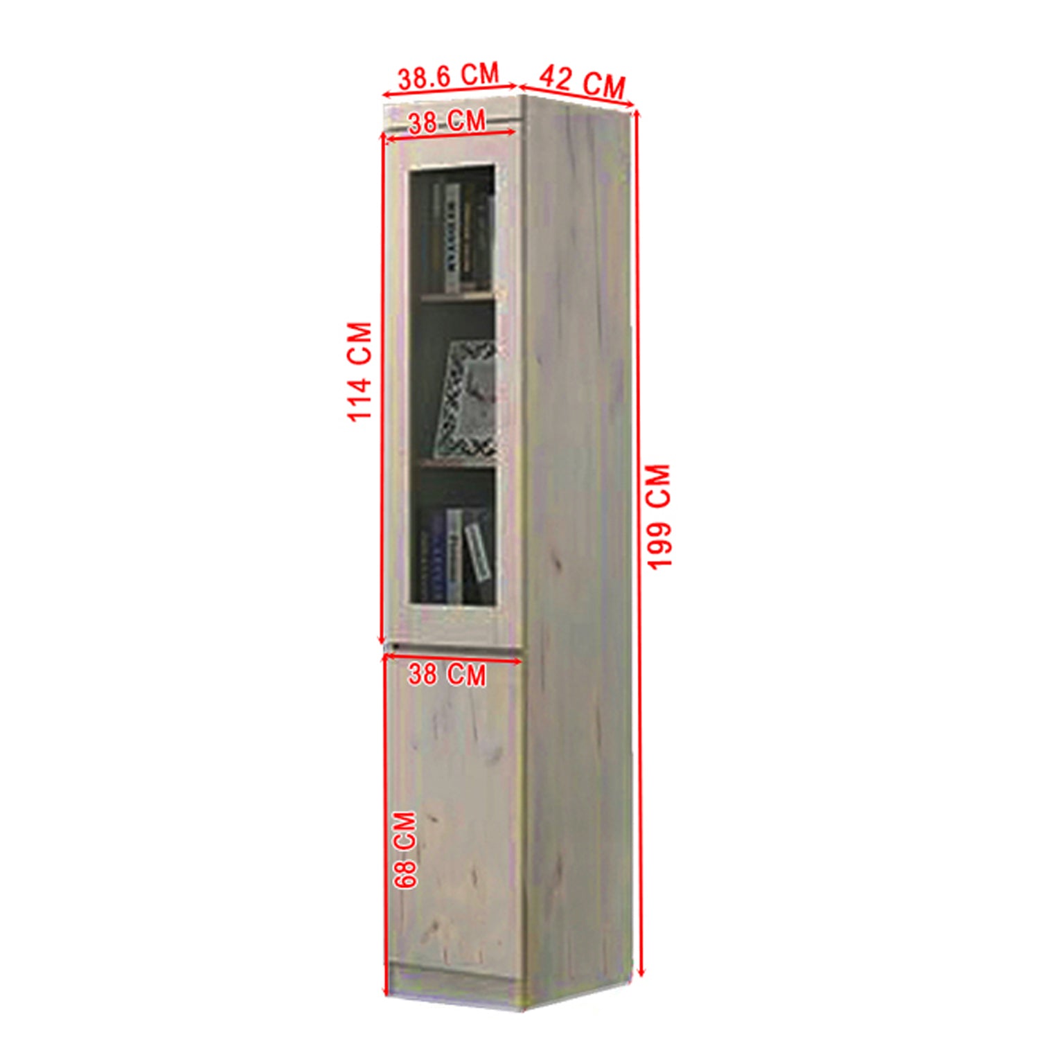 Athena 1 Bookshelf With Glass Doors in 3 Colours