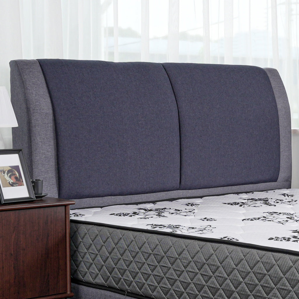 Rinoa Series 1 Woven Fabric Divan Bed Frame in Dark Navy with Grey Colour - All Sizes Available