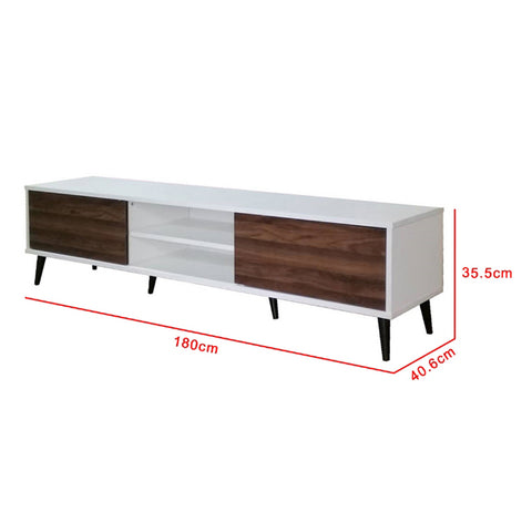 Image of Duisburg Series 7 Wood TV Console Cabinet In White & Walnut Colour