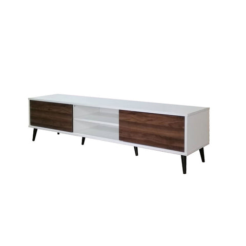 Image of Duisburg Series 7 Wood TV Console Cabinet In White & Walnut Colour