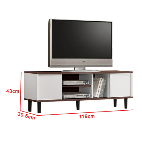 Image of Duisburg Series 8 Wood TV Console Cabinet In White & Walnut Colour