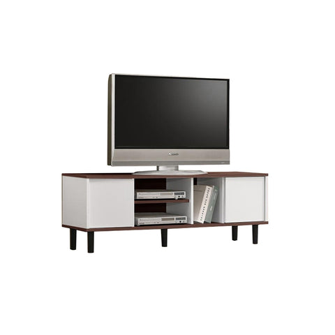 Image of Duisburg Series 8 Wood TV Console Cabinet In White & Walnut Colour