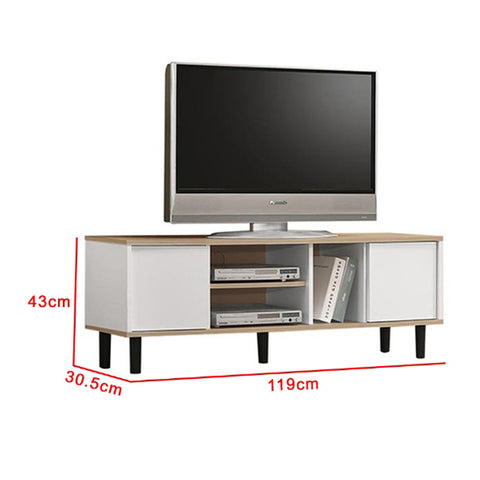 Image of Duisburg Series 9 Wood TV Console Cabinet In White & Walnut Colour